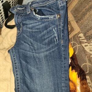 Miss Me Indigo Bootcut Jeans with White Stitching